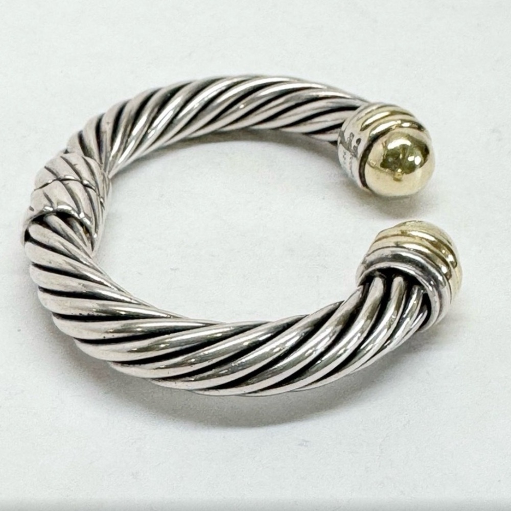 David Yurman Dome Cuff Silver and Gold Bracelet - Picture 8 of 10